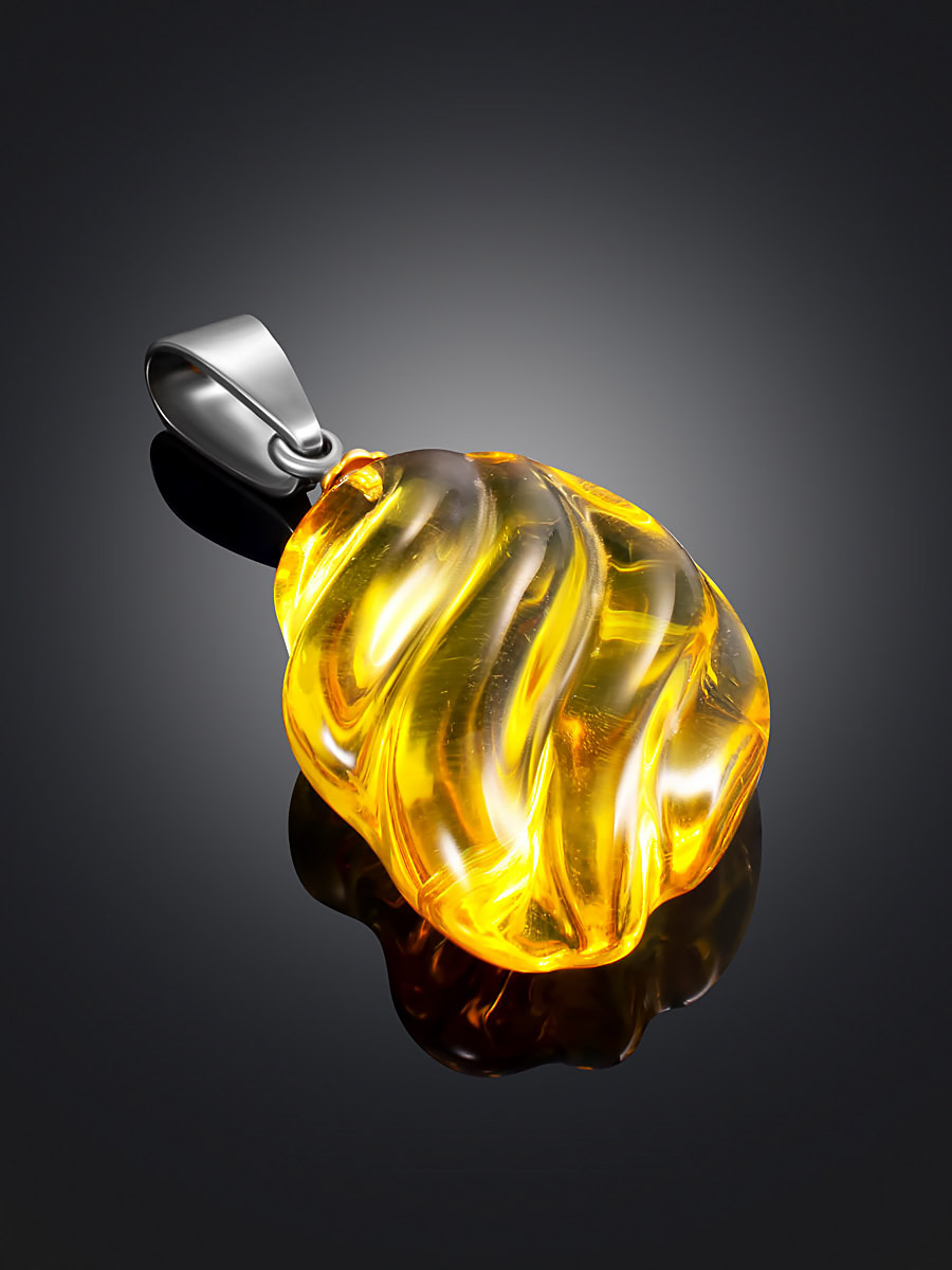Сладкий кулон из лимонного янтаря «Леденец»