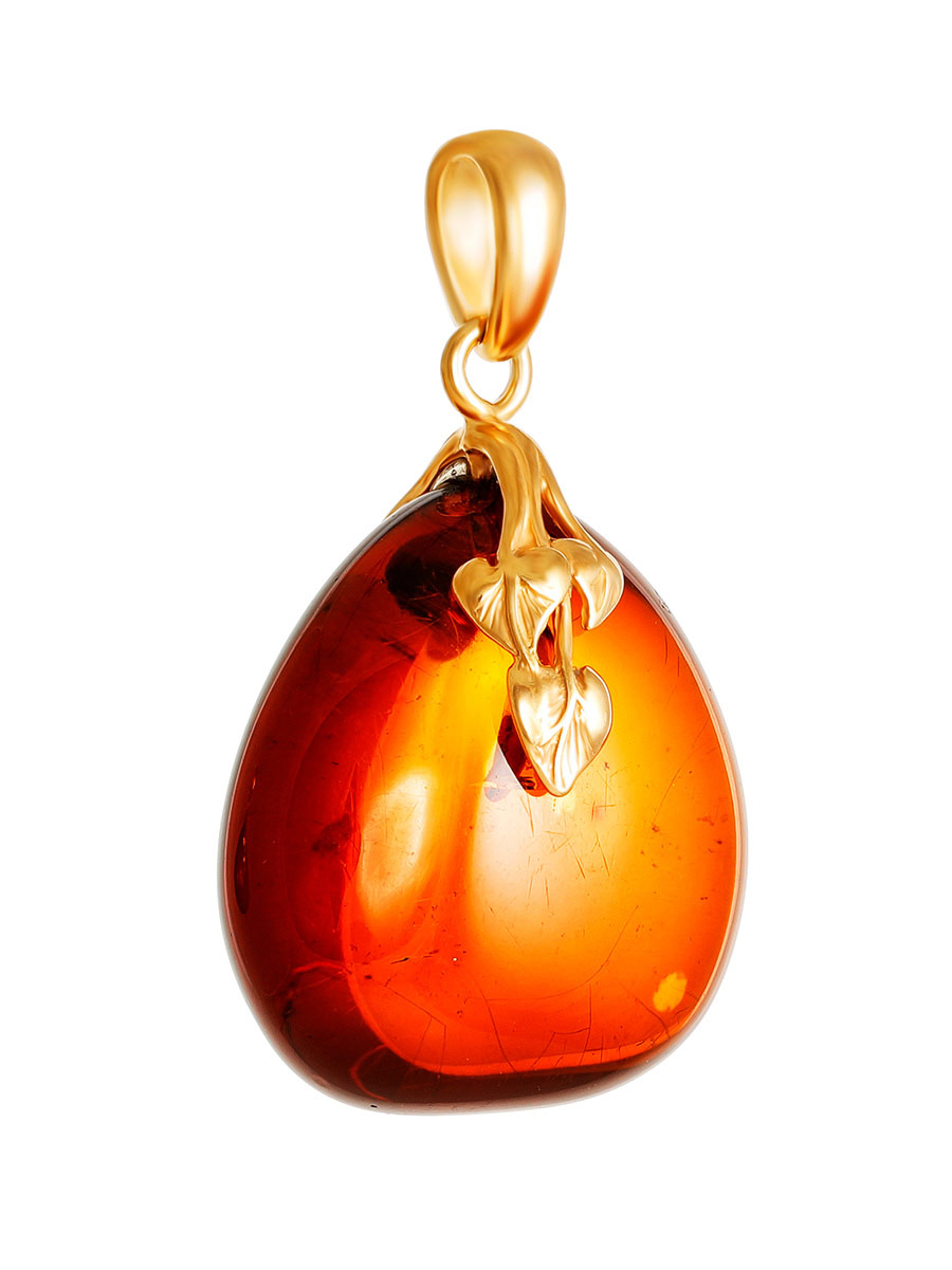 Кулон из натурального цельного янтаря в золочённой оправе «Версаль»