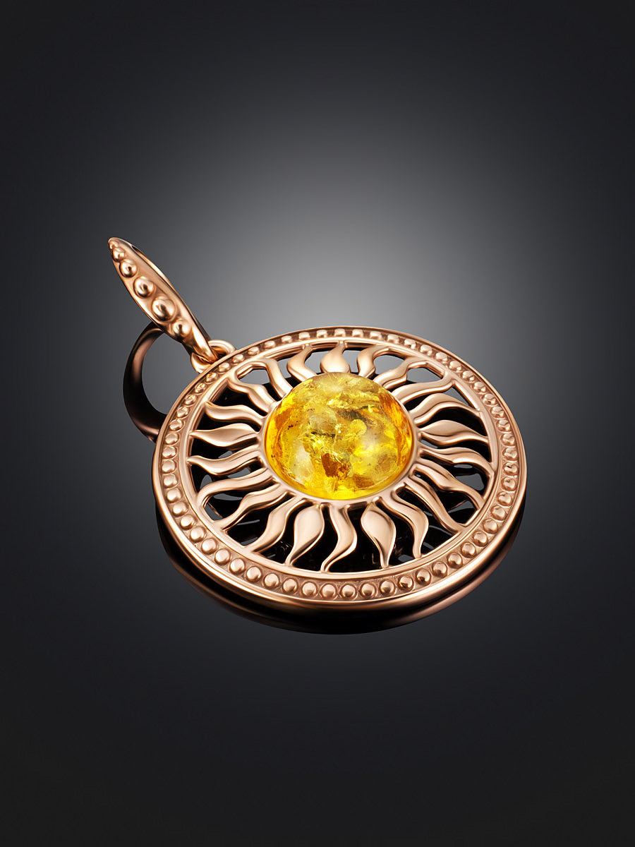 Яркая подвеска с янтарём лимонного цвета «Парнас»