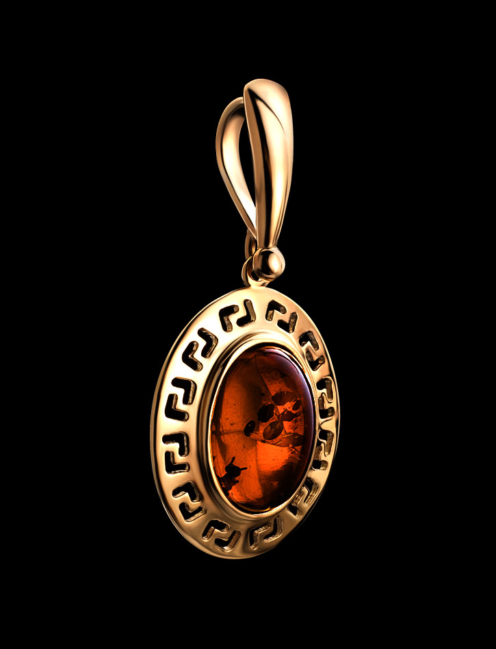 Элегантная подвеска из коньячного янтаря «Эллада»