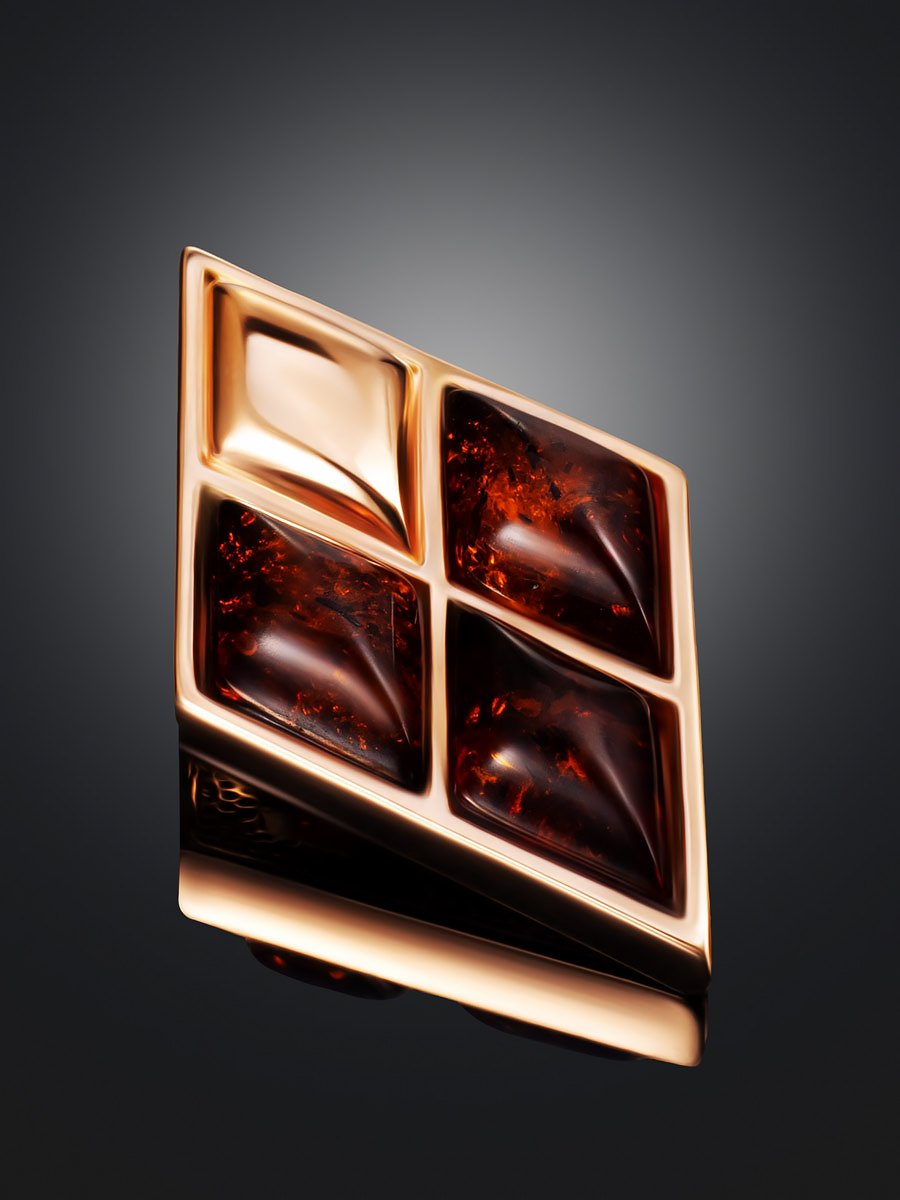 Кулон в форме ромба из коньячного янтаря «Коломбина»