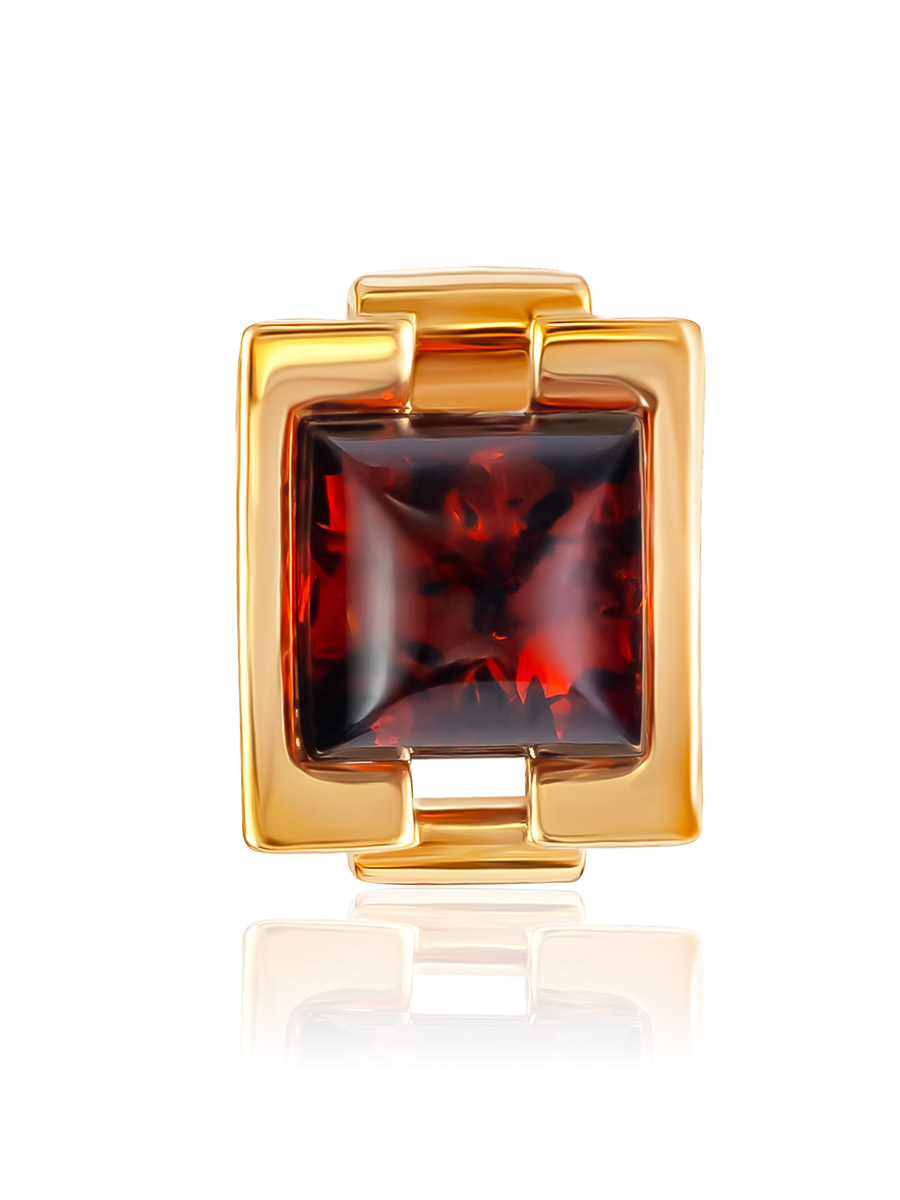 Стильная позолоченная подвеска «Фиджи» с вишнёвым янтарём