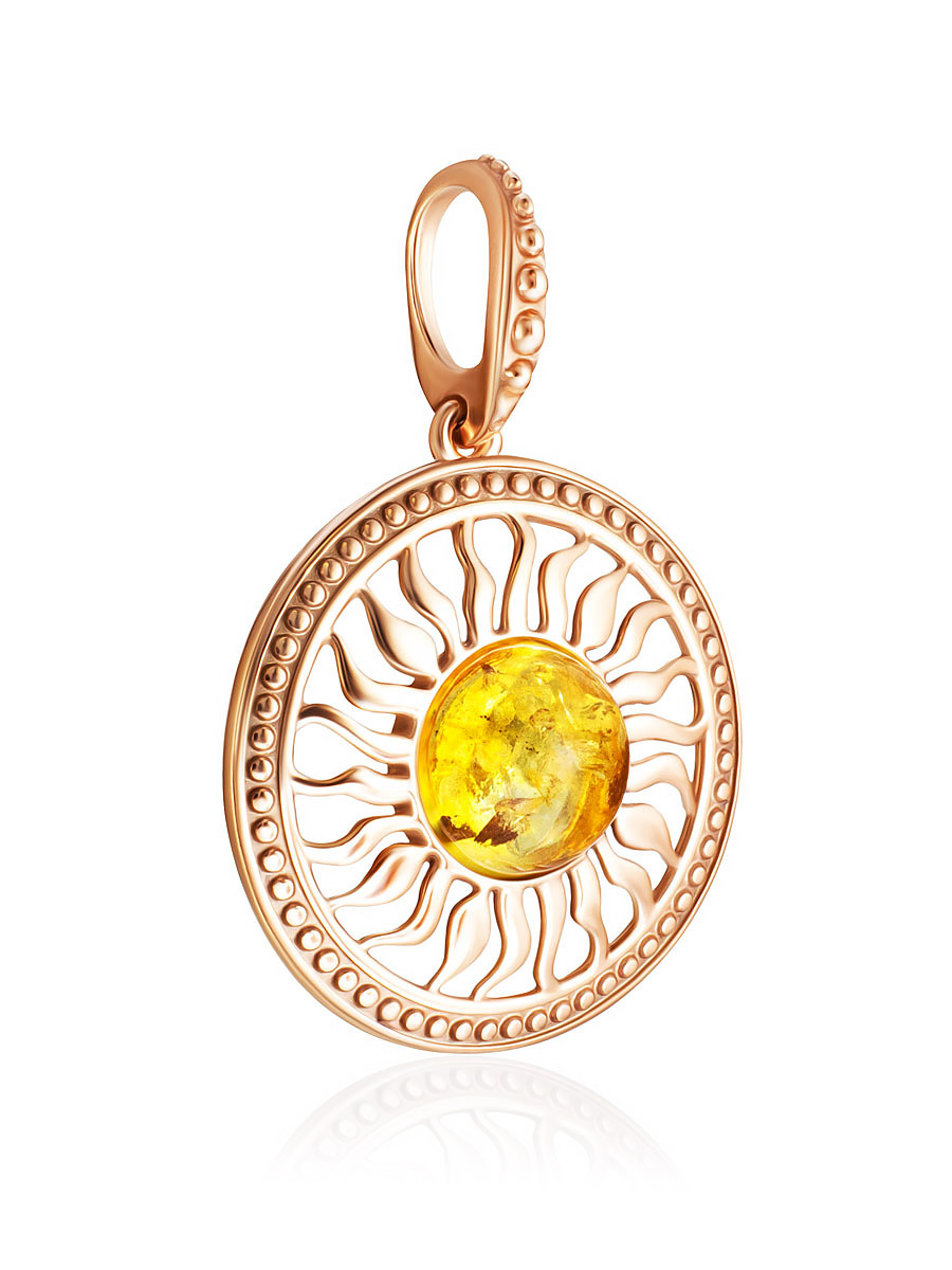 Яркая подвеска с янтарём лимонного цвета «Парнас»