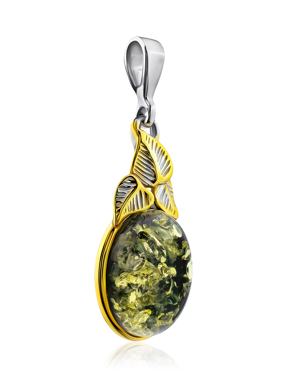 Изящная подвеска из зелёного янтаря «Кармен»
