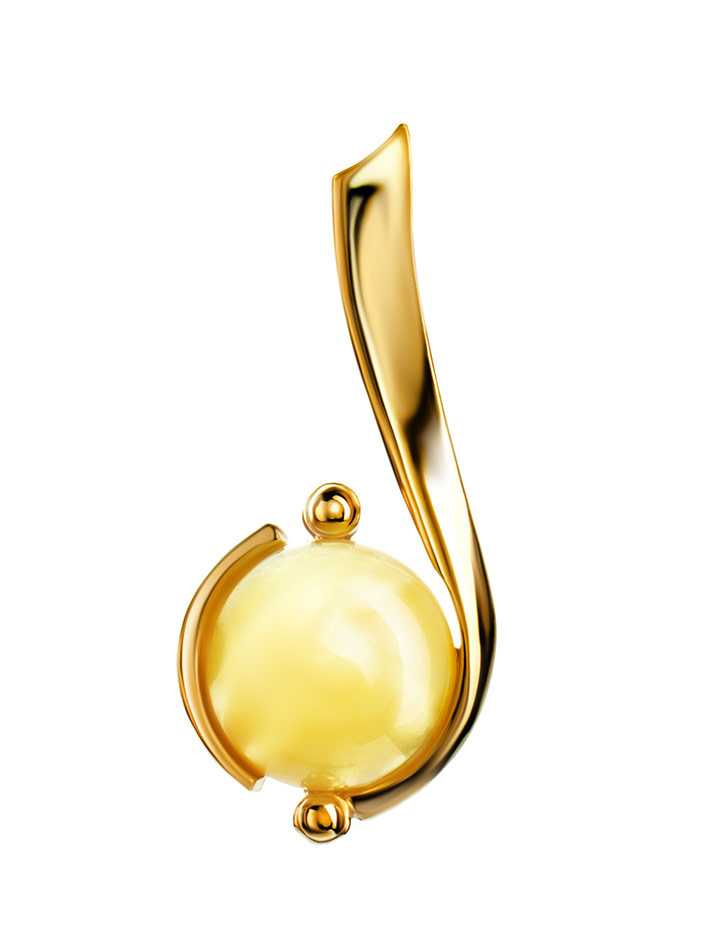 Нежная подвеска с натуральным медовым янтарём «Сфера»