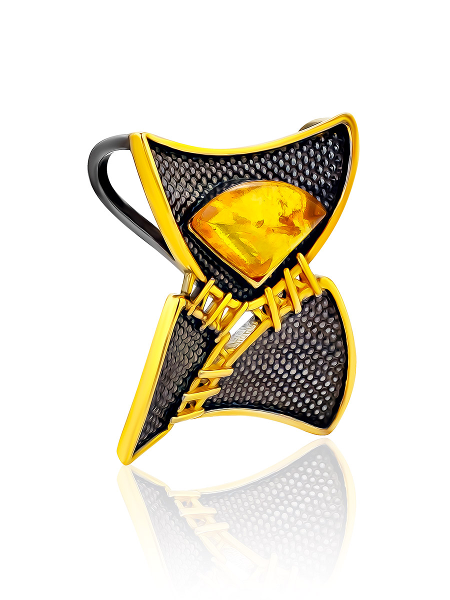 Необычная подвеска «Пэчворк» с натуральным золотистым янтарём