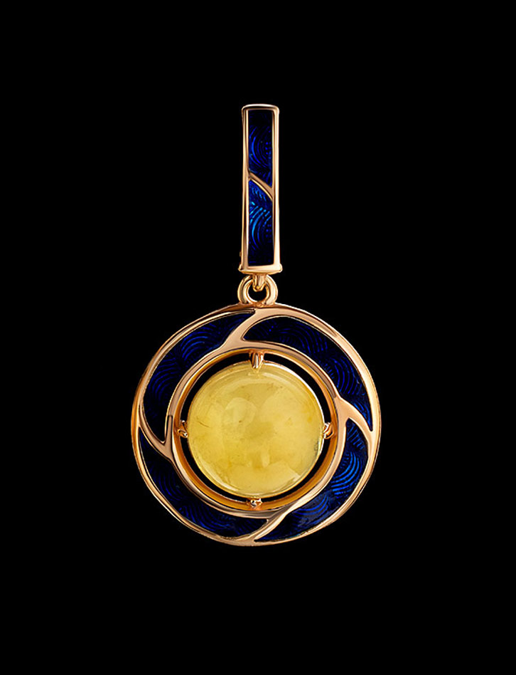 Кулон «Ампир» с натуральным медовым янтарём