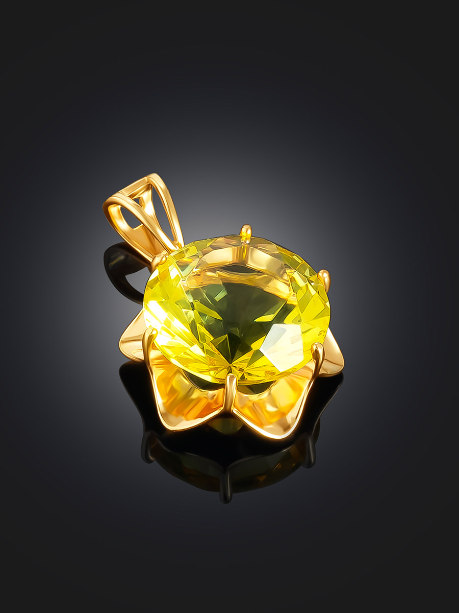 Изысканная подвеска с натуральным огранённым янтарём «Баккара»