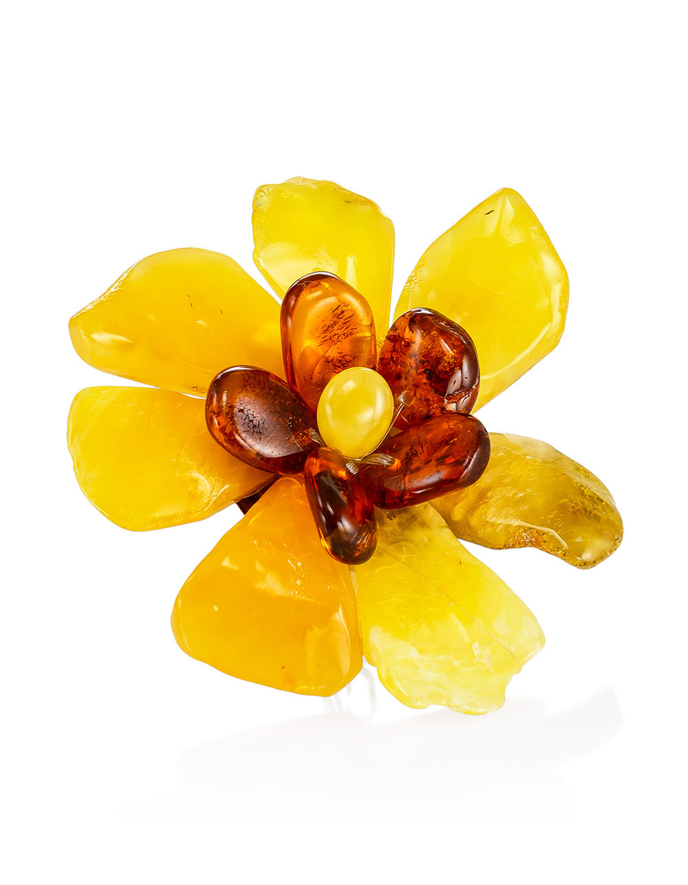 Необычная брошь из цельного янтаря природной формы «Помпеи»
