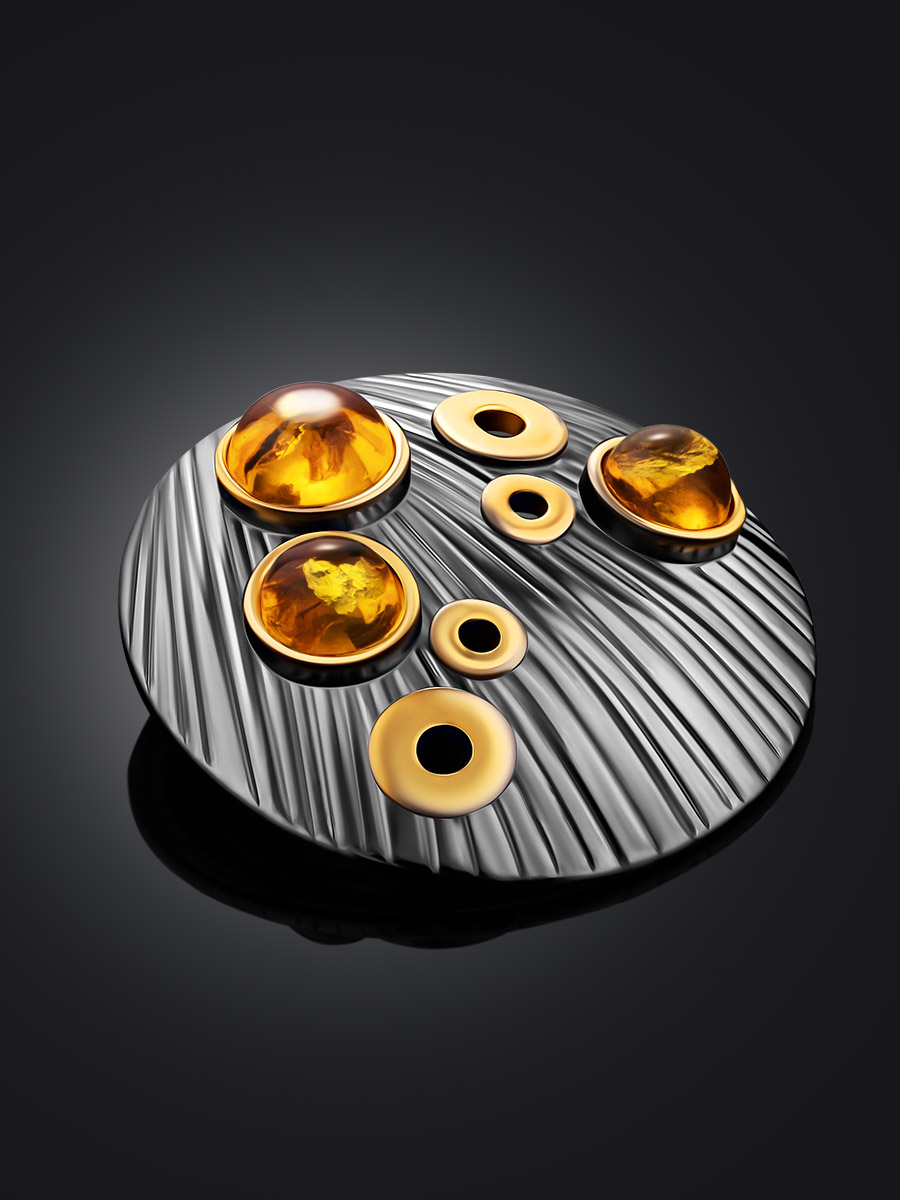 Оригинальная подвеска «Стаккато» с натуральным янтарём