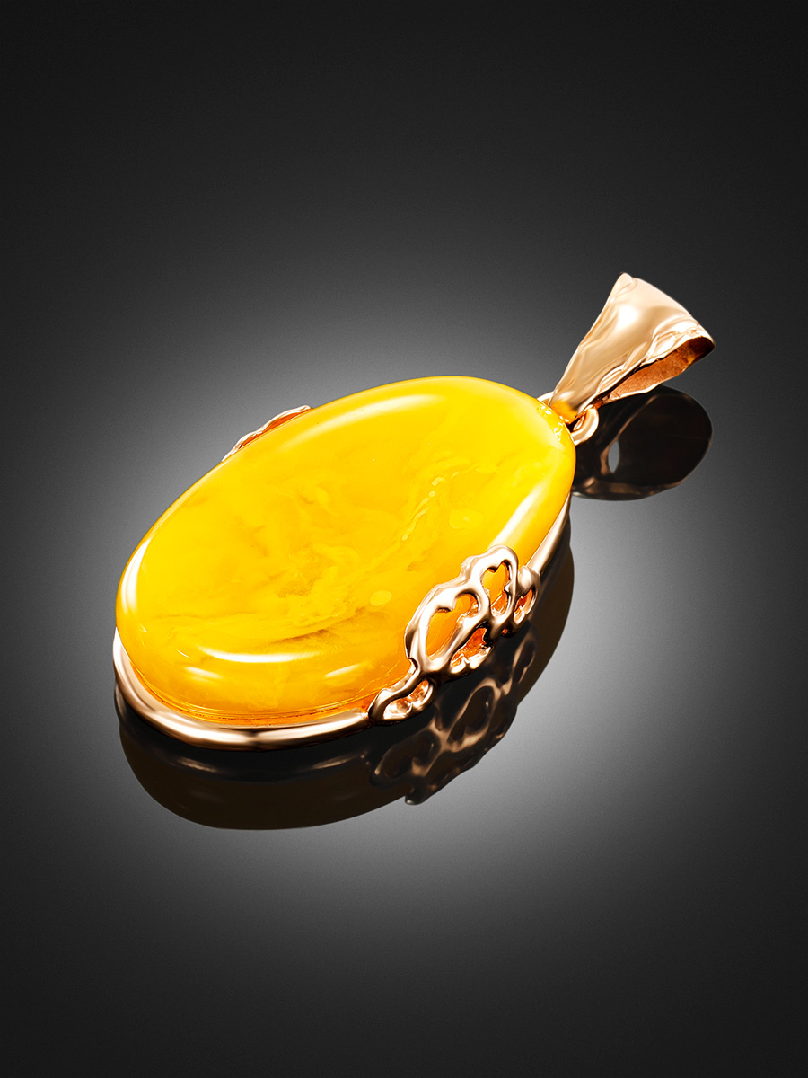 Элегантный кулон из цельного медового янтаря «Версаль»