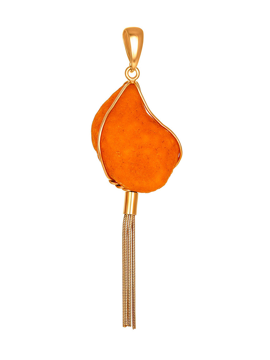 Необычная подвеска из натурального янтаря с природной корочкой «Неолит»