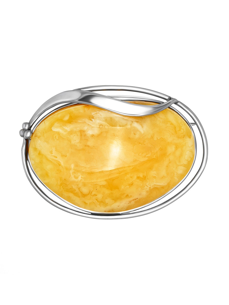 Элегантная брошь из цельного янтаря «Маньяна»