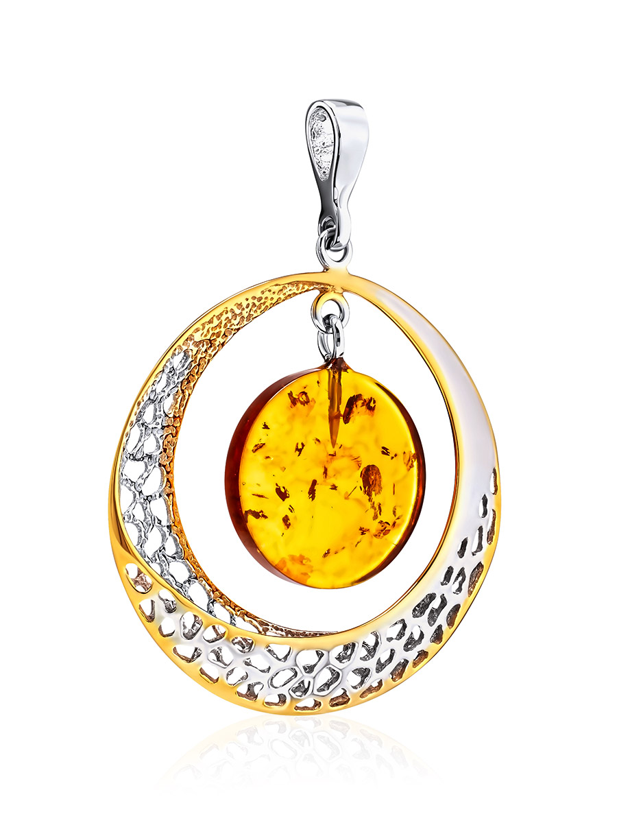 Крупный круглый кулон из золотистого янтаря «Венера»