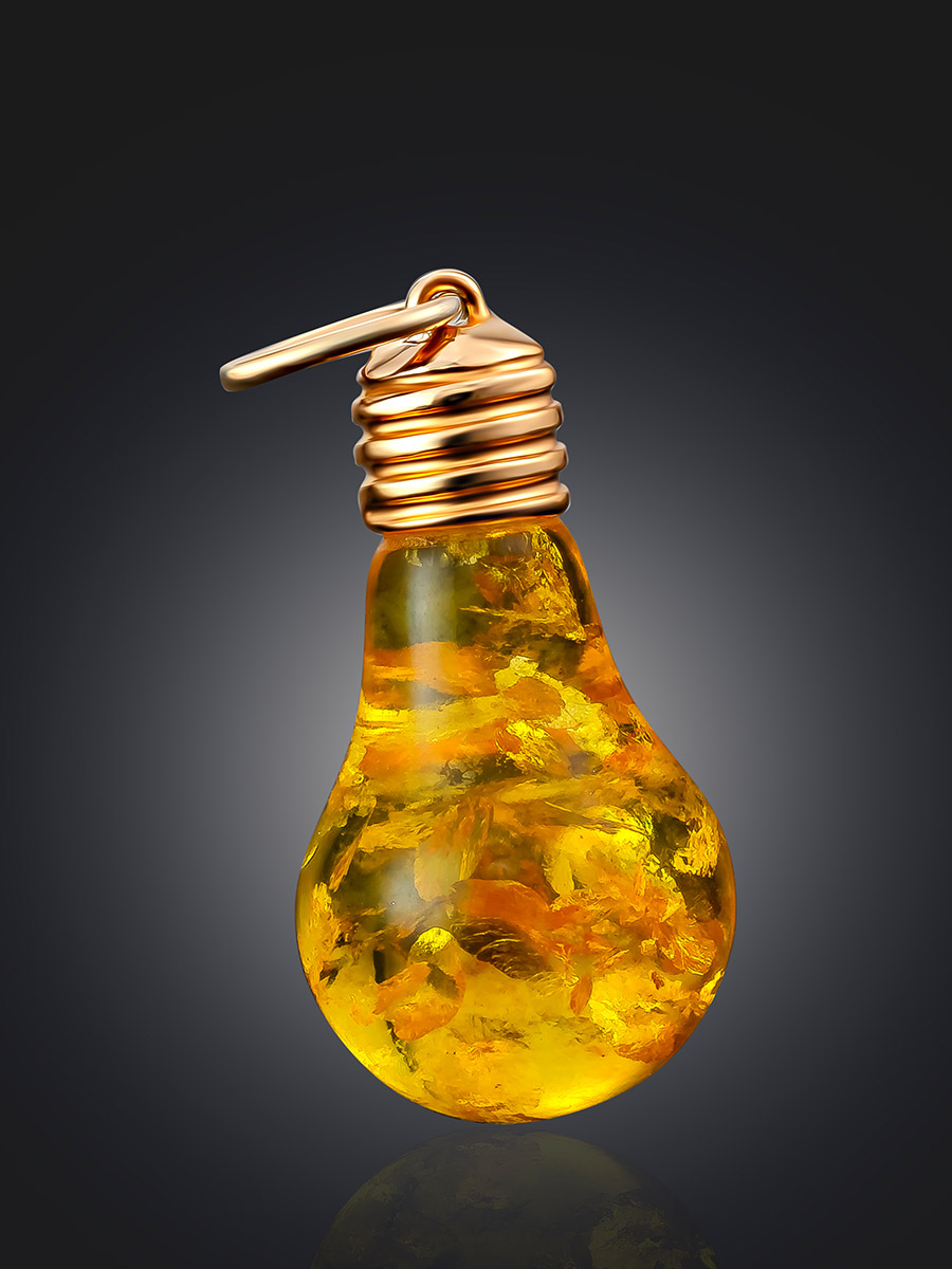 Оригинальный кулон «Лампочка» из натурального лимонного янтаря