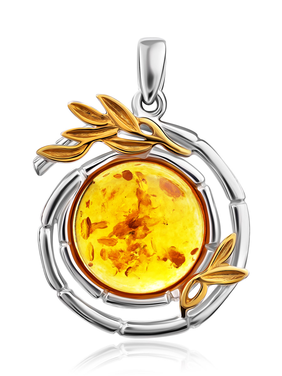 Красивый кулон «Ампир», украшенный натуральным янтарём