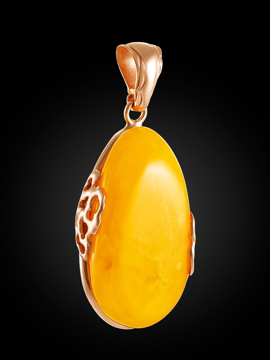 Элегантный кулон из цельного медового янтаря «Версаль»