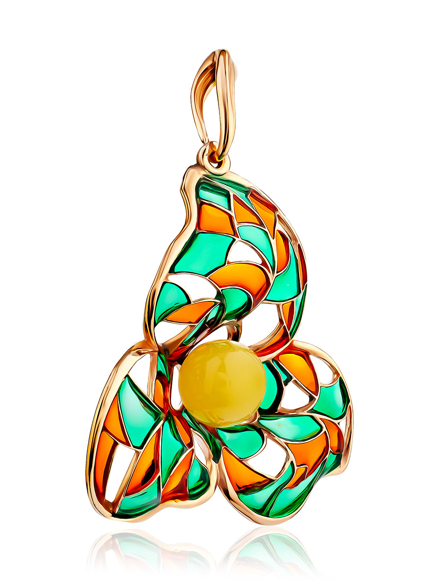 Изящная подвеска Verona с эмалью и янтарём