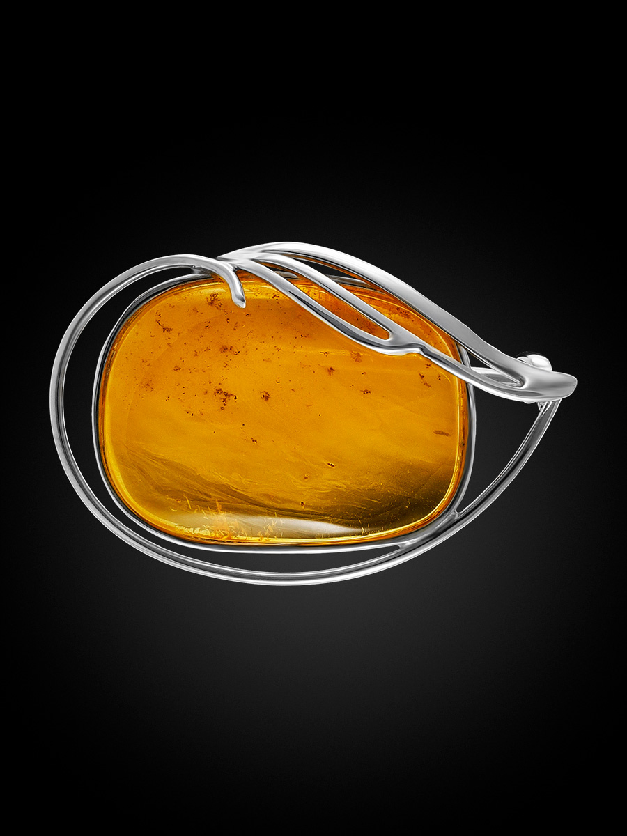 Брошь из натурального полупрозрачного медового янтаря «Риальто»