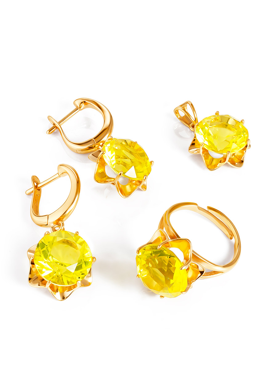 Изысканная подвеска с натуральным огранённым янтарём «Баккара»