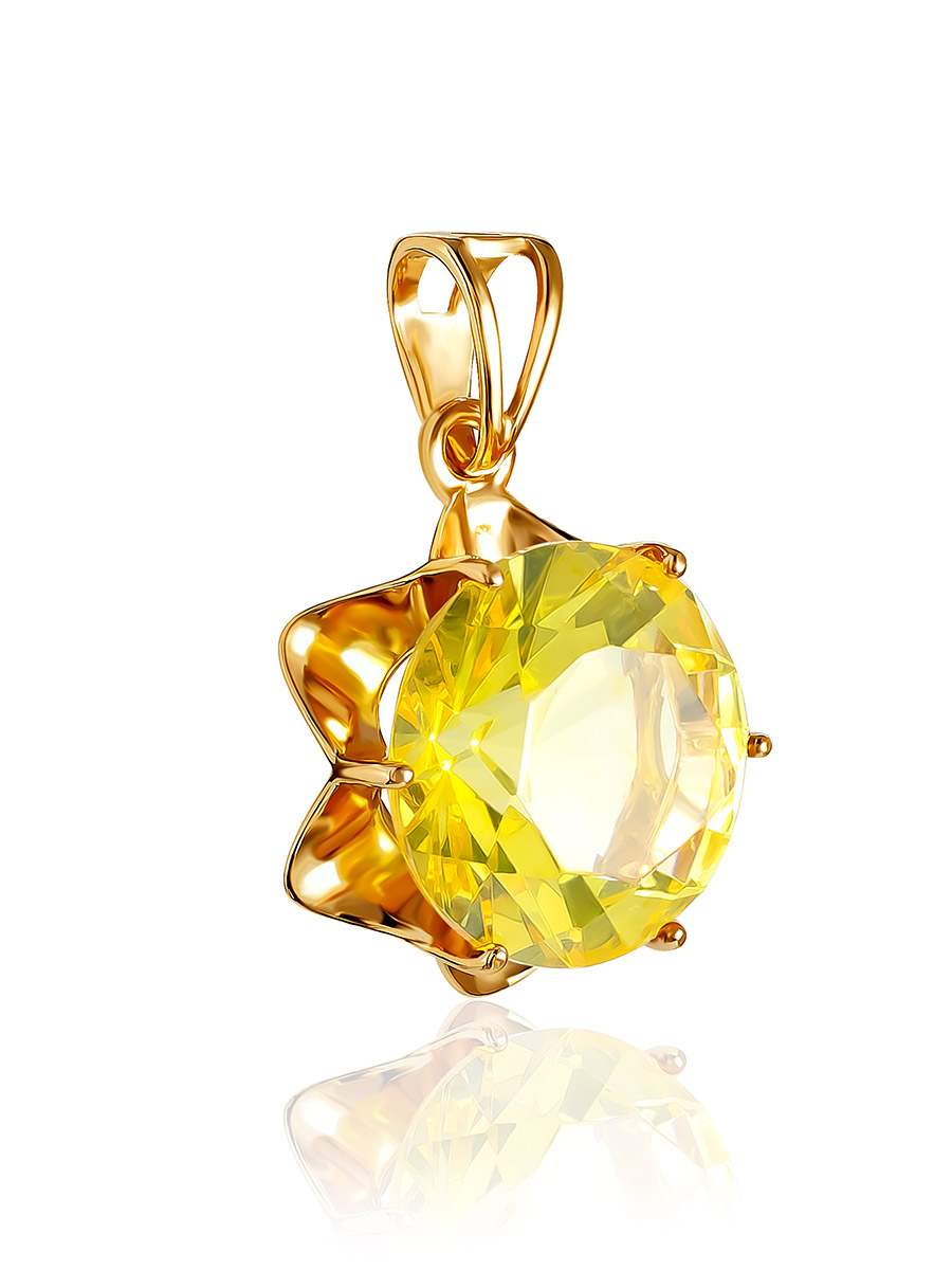 Изысканная подвеска с натуральным огранённым янтарём «Баккара»