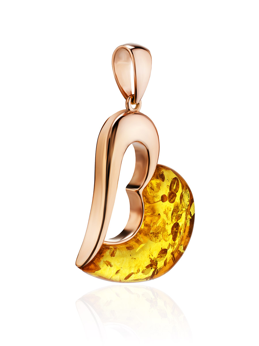 Кулон из лимонного янтаря «Санрайз» в виде сердца