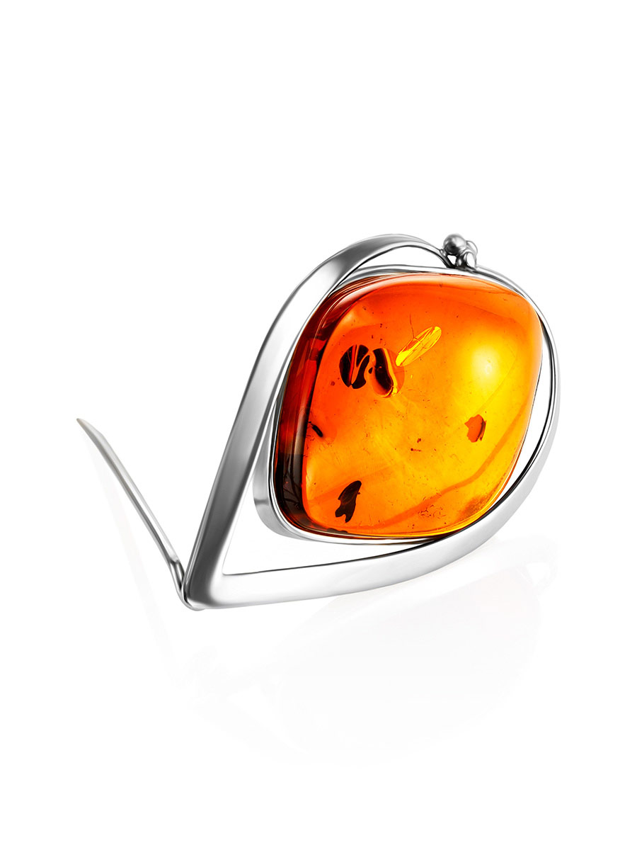 Крупная брошь «Риальто» с коньячным янтарём