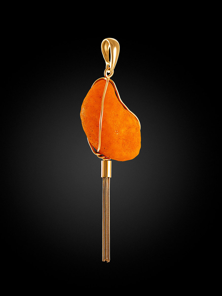 Необычная подвеска из натурального янтаря с природной корочкой «Неолит»