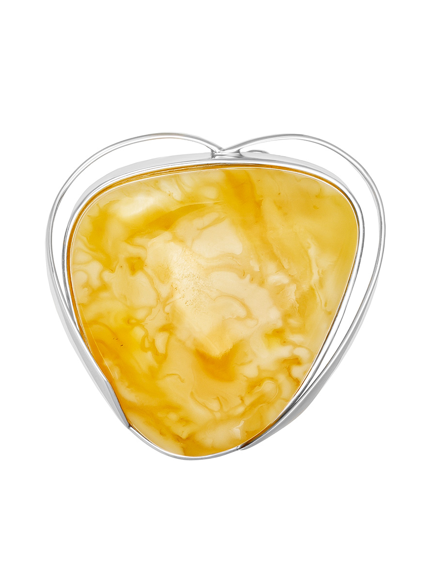 Красивая брошь из натурального янтаря с пейзажной текстурой «Риальто»