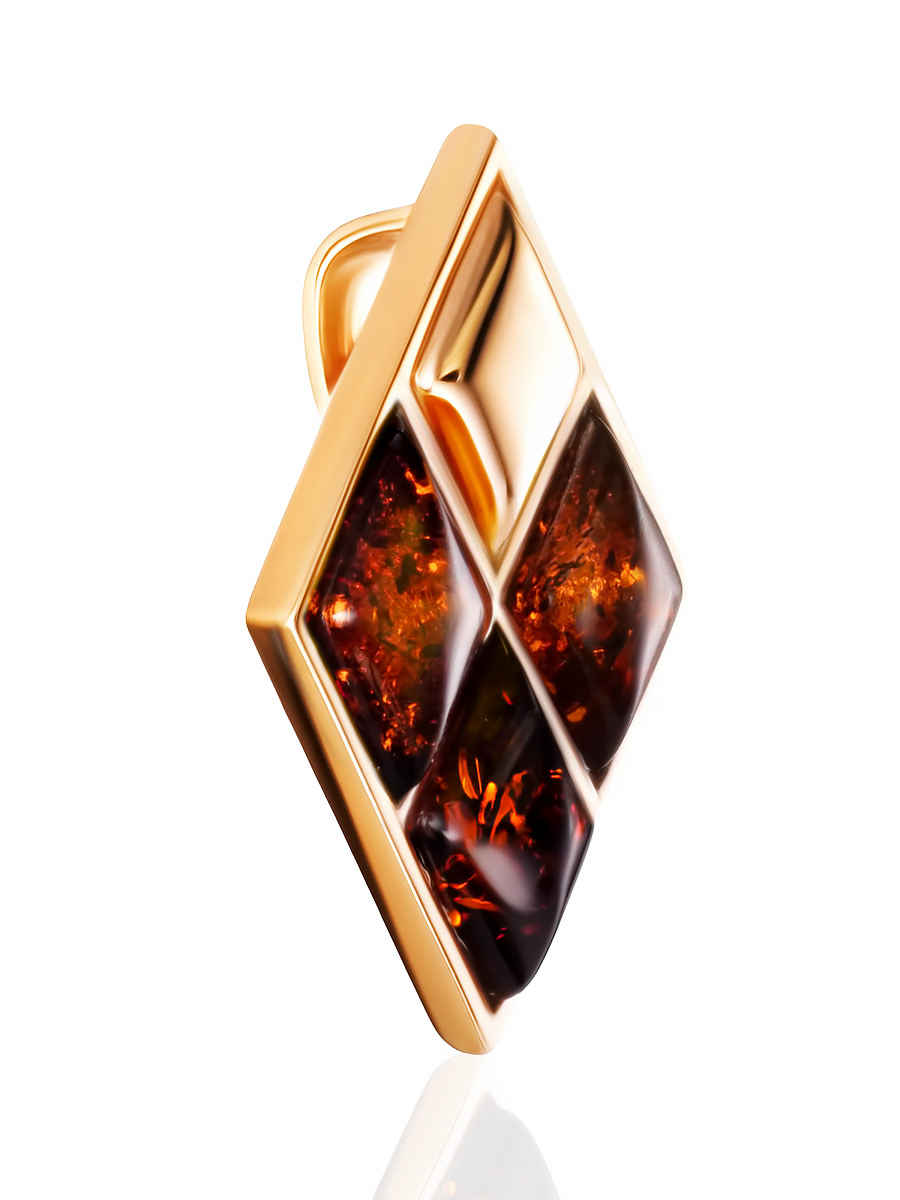 Кулон в форме ромба из коньячного янтаря «Коломбина»