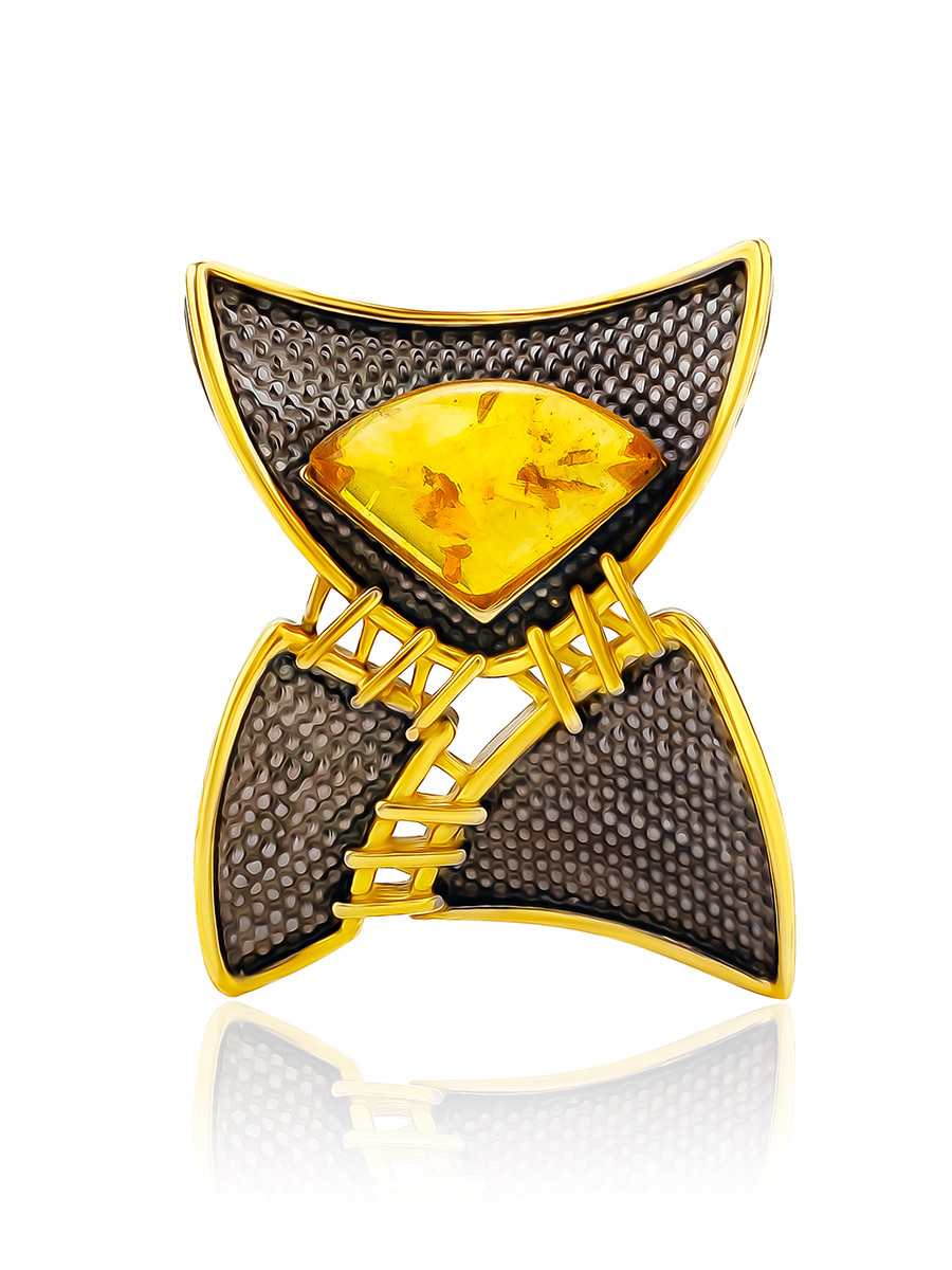 Необычная подвеска «Пэчворк» с натуральным золотистым янтарём