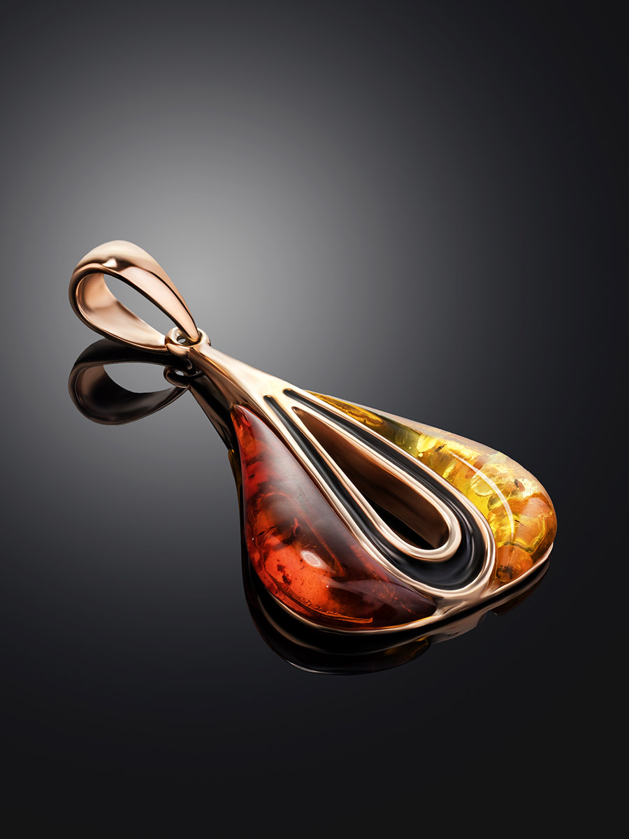 Кулон из янтаря двух оттенков «Санрайз»