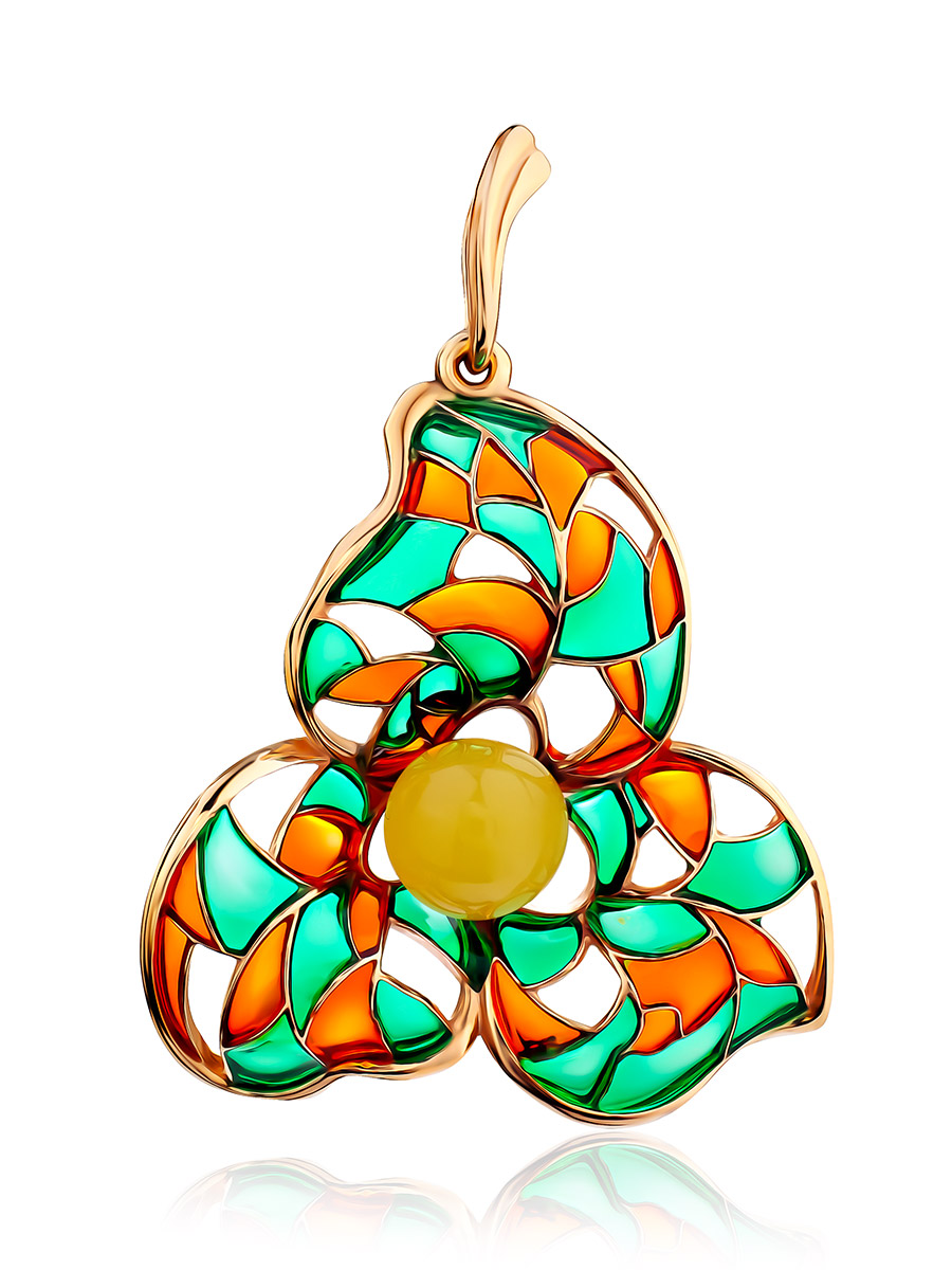 Изящная подвеска Verona с эмалью и янтарём