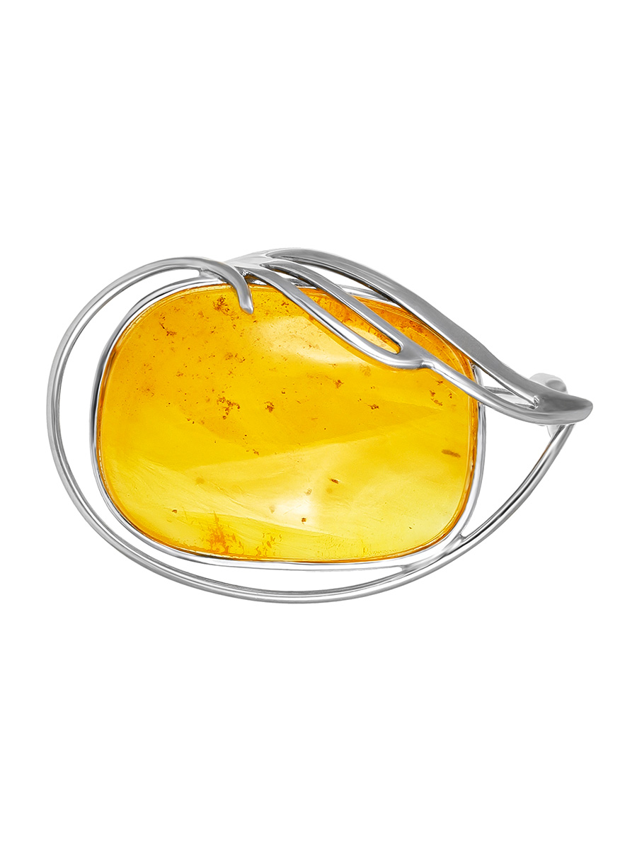 Брошь из натурального полупрозрачного медового янтаря «Риальто»