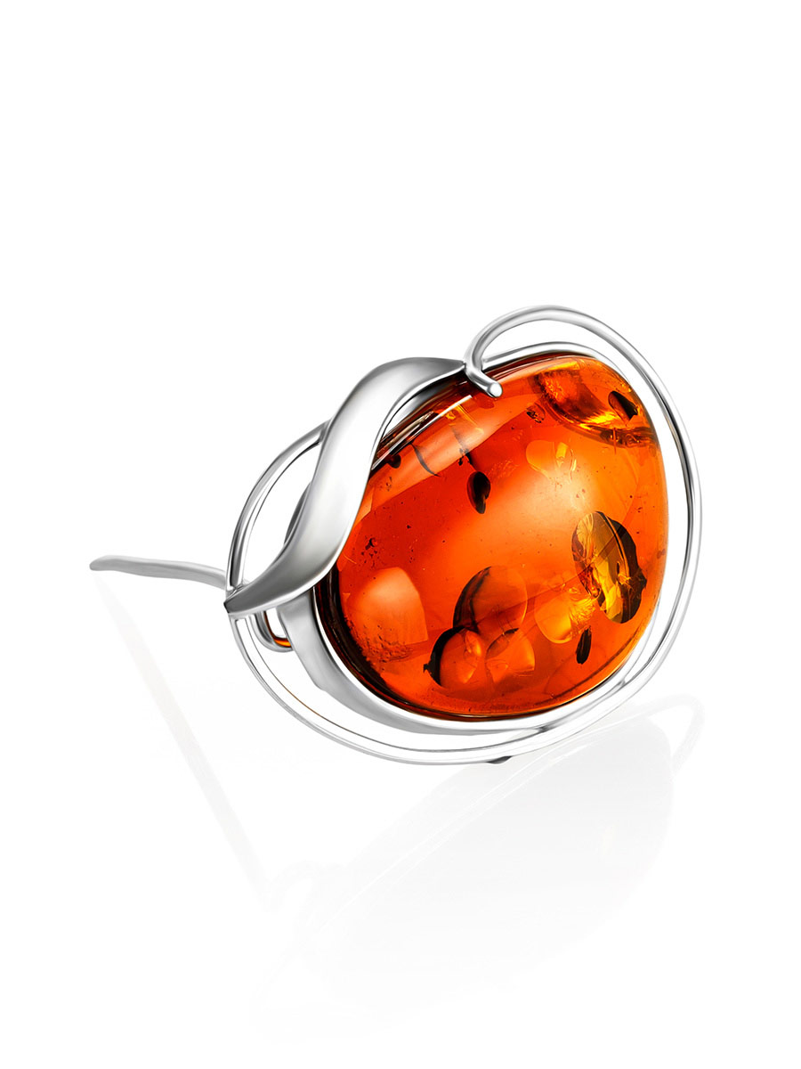 Брошь из натурального балтийского янтаря коньячного цвета «Маньяна»