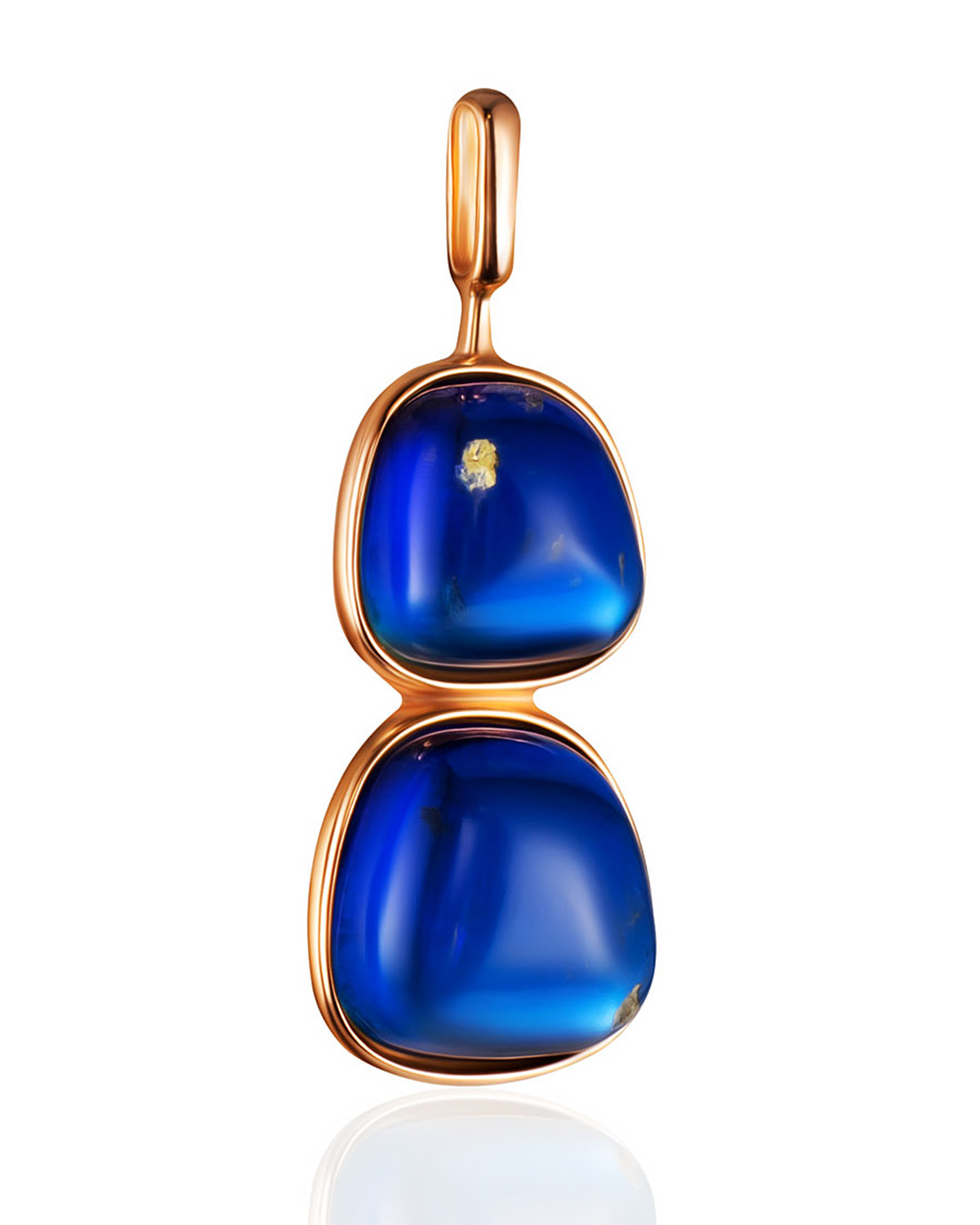 Оригинальная подвеска «Копенгаген» с тонированным синим янтарём