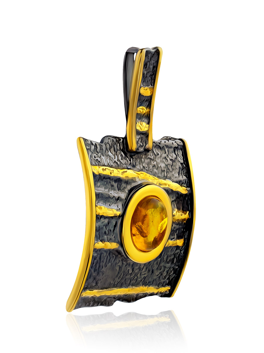 Стильный оригинальный кулон с янтарём «Эритрея»