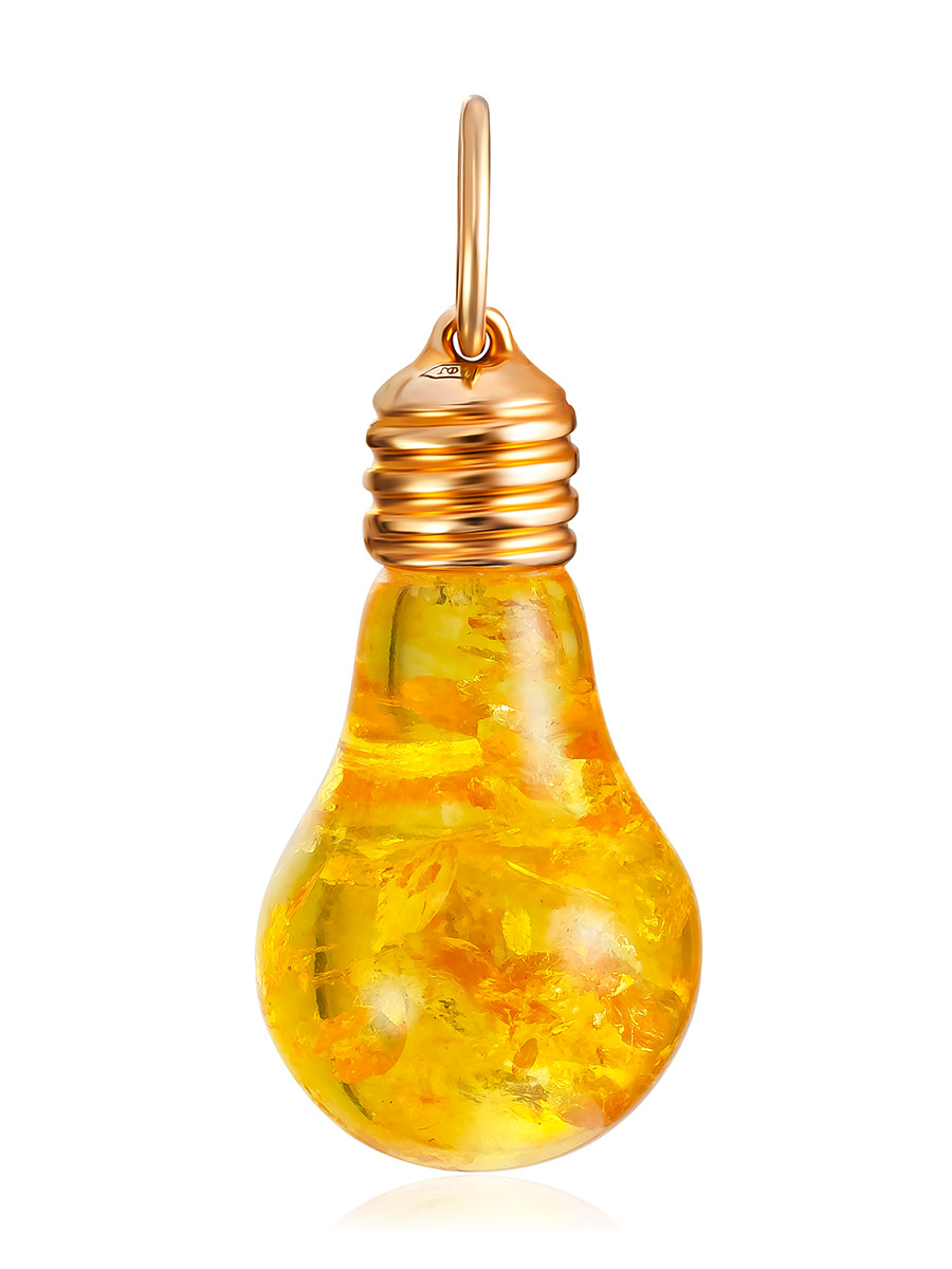 Оригинальный кулон «Лампочка» из натурального лимонного янтаря