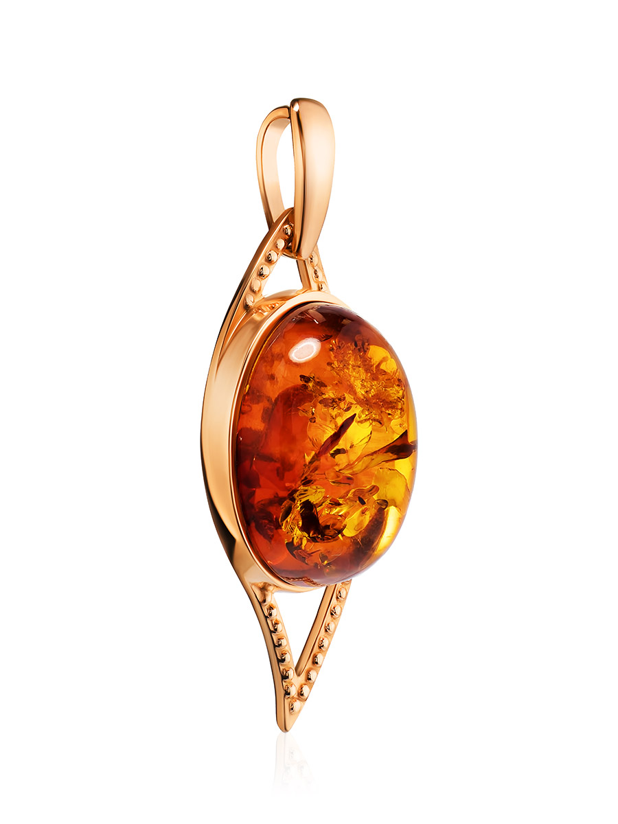 Изящный кулон с натуральным янтарём «Прима»