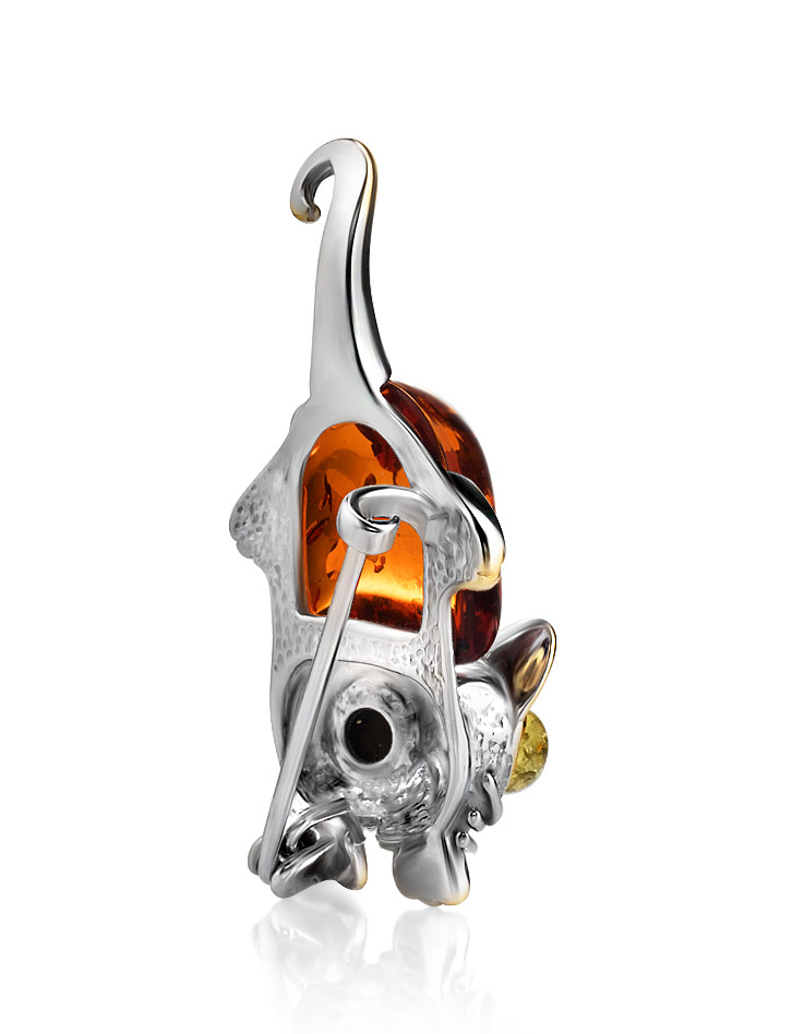Брошь из натурального янтаря «Котёнок»
