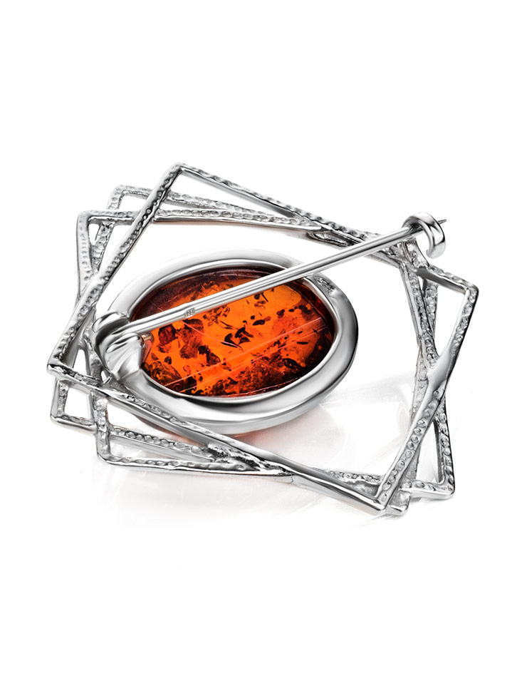 Оригинальная брошь из коньячного янтаря «Амплитуда»