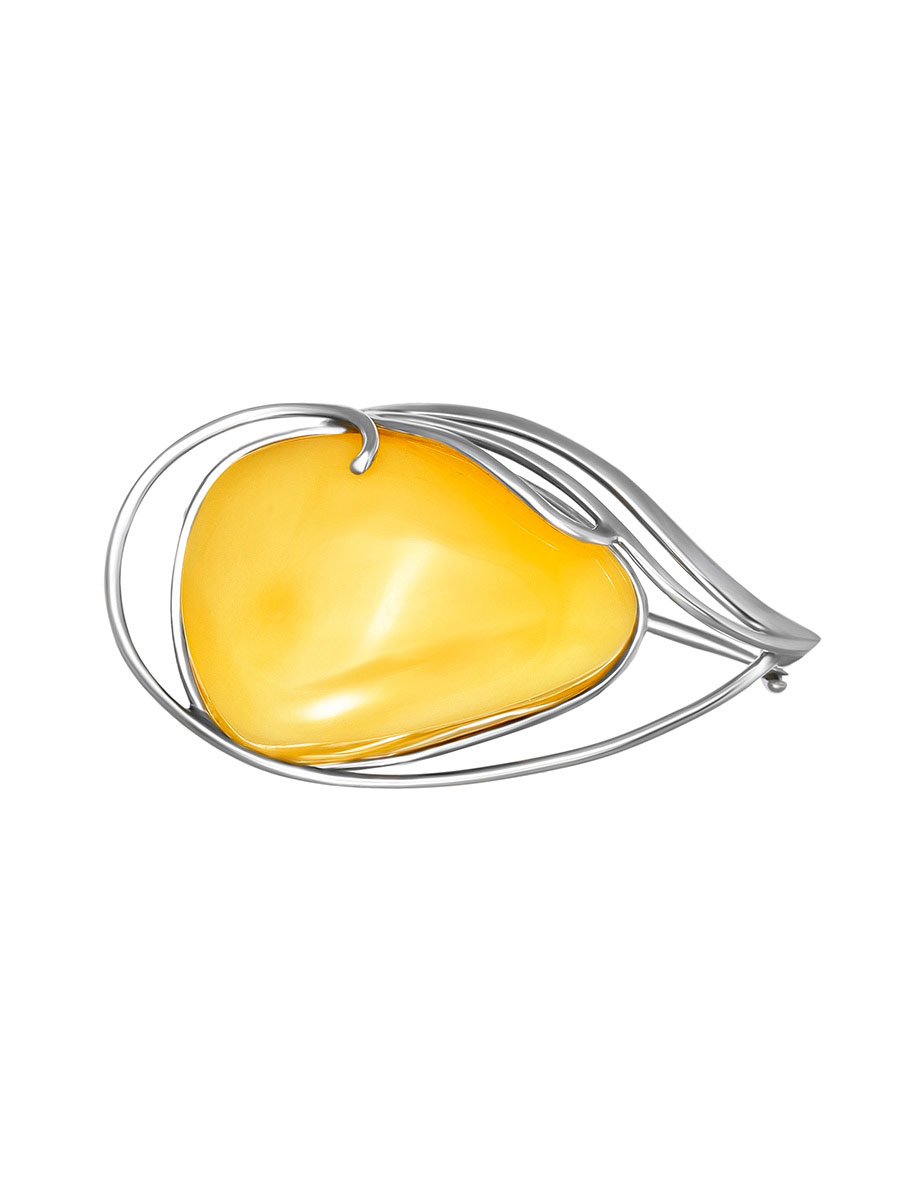 Брошь из натурального янтаря медового цвета «Маньяна»