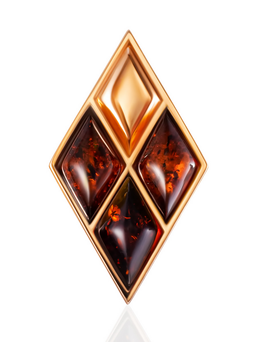 Кулон в форме ромба из коньячного янтаря «Коломбина»