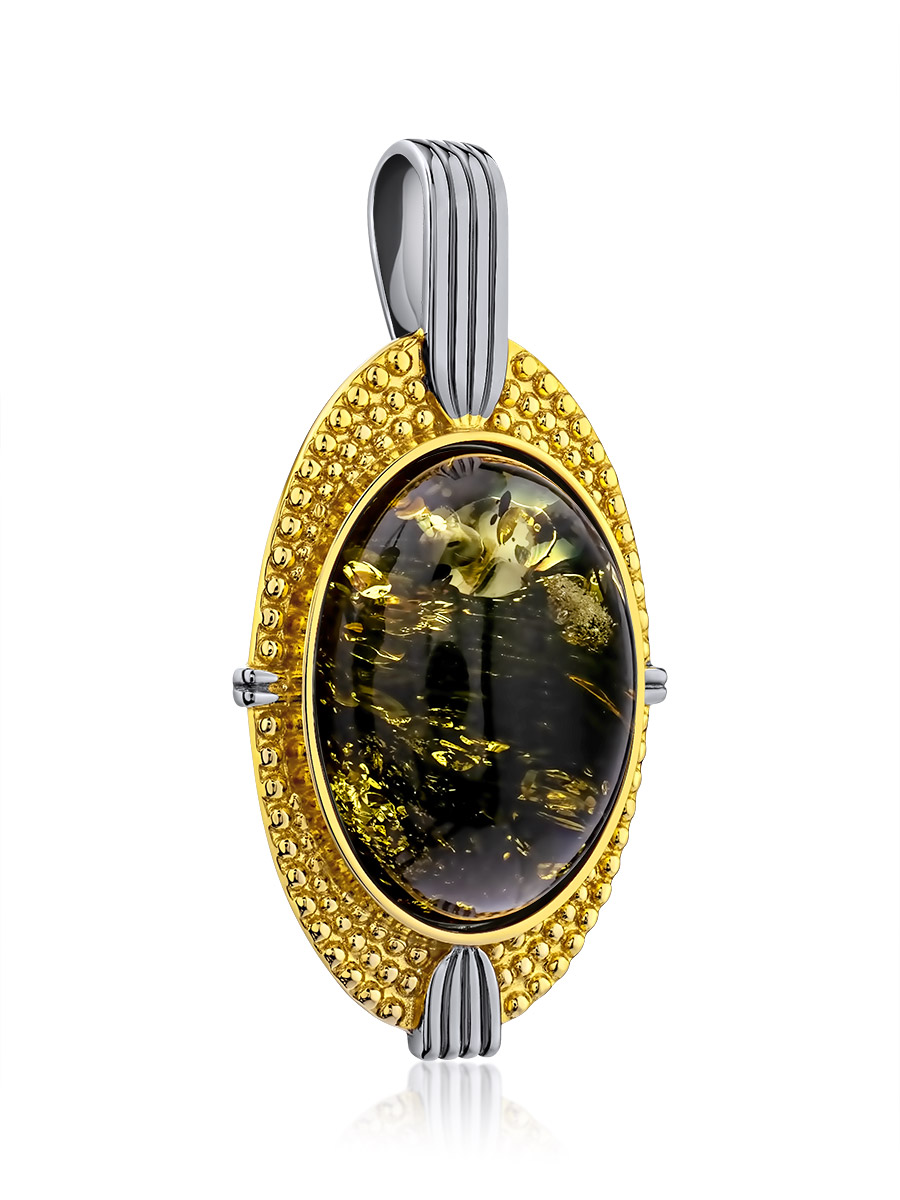 Овальный кулон из натурального янтаря «Мойра»