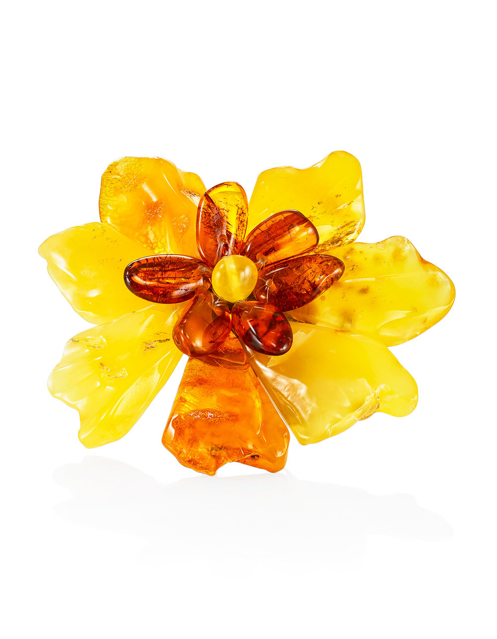 Очаровательная брошь из цельного янтаря «Помпеи»