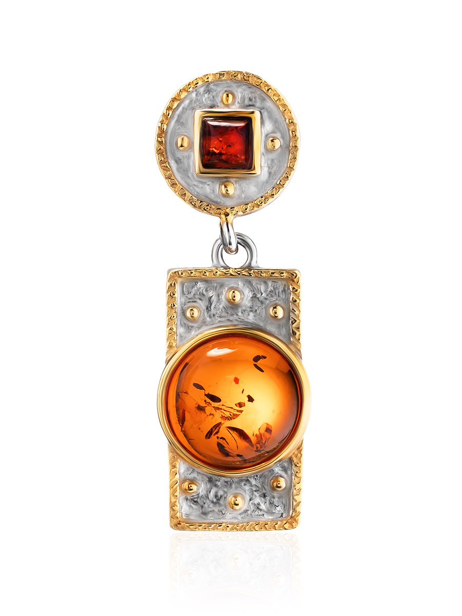 Стильный кулон с натуральным коньячным янтарём «Равенна»