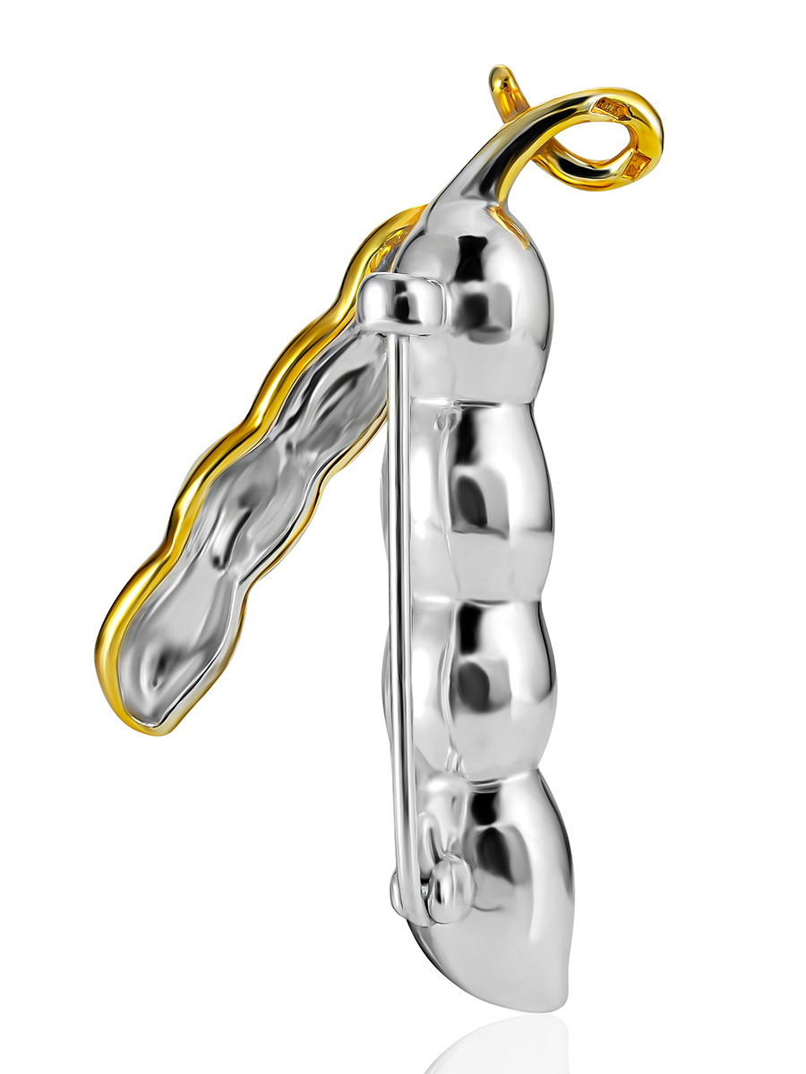 Оригинальная брошь «Горошек» с медовым янтарём