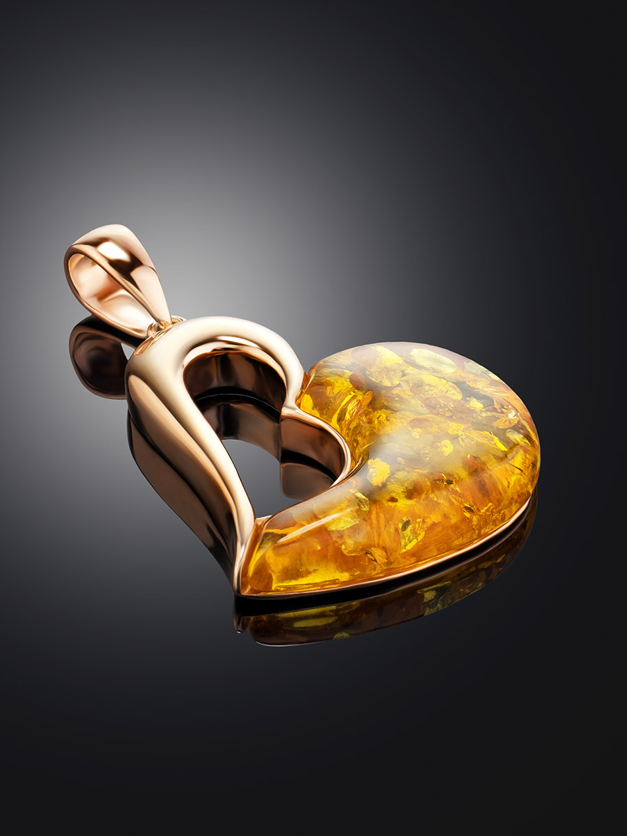 Кулон из лимонного янтаря «Санрайз» в виде сердца