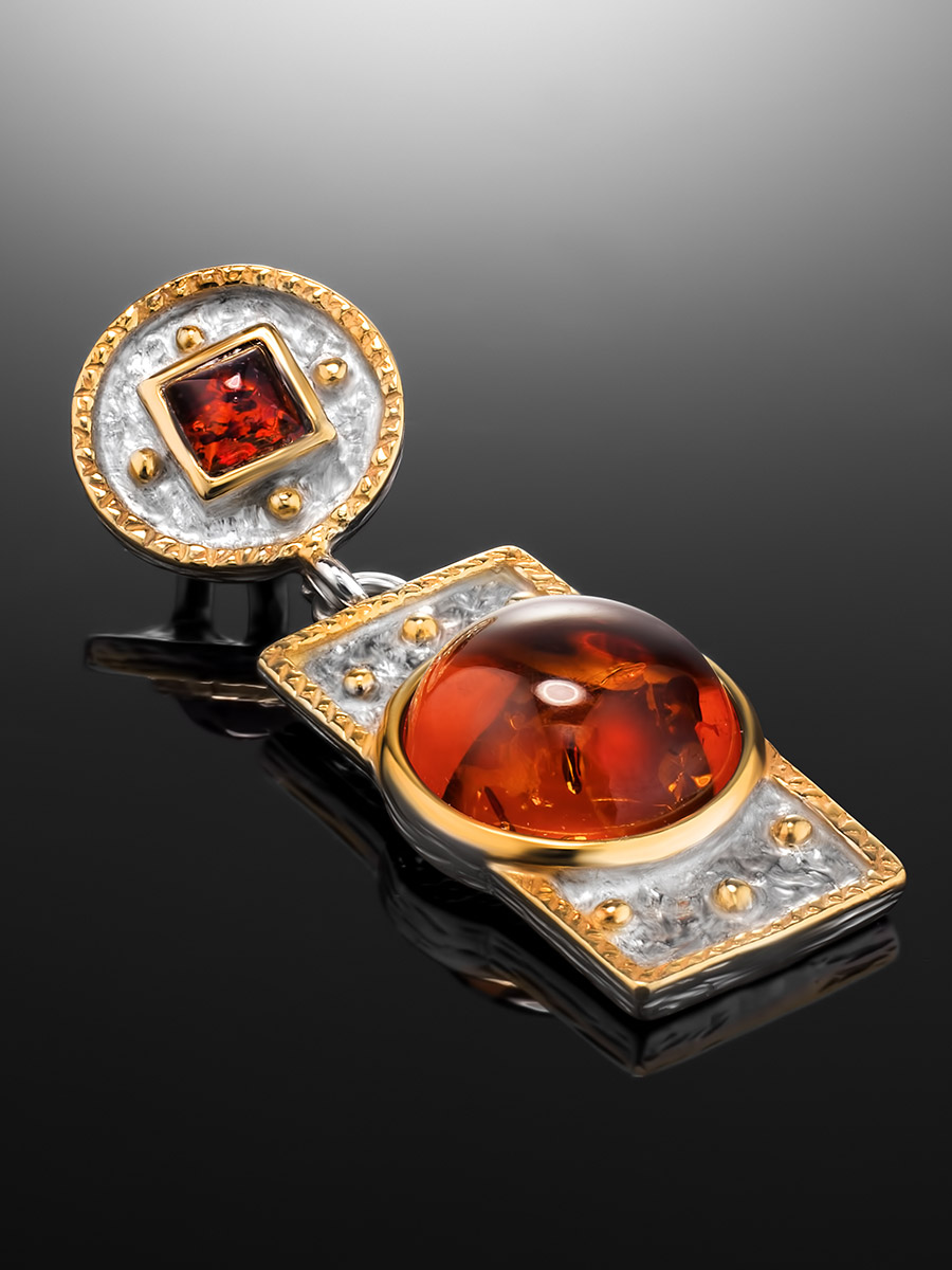 Стильный кулон с натуральным коньячным янтарём «Равенна»