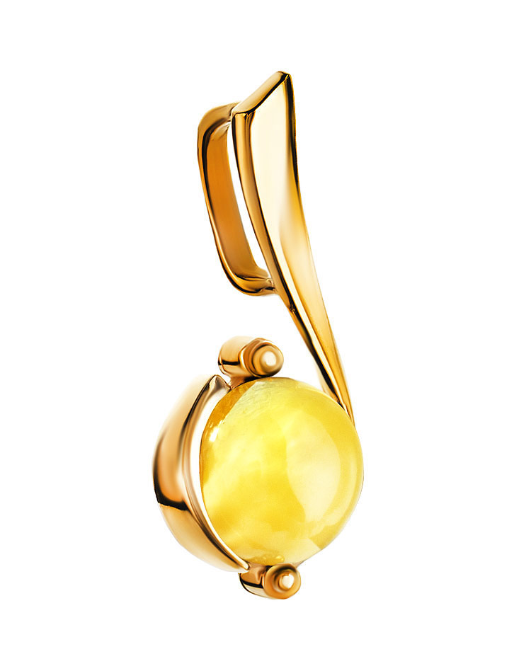 Нежная подвеска с натуральным медовым янтарём «Сфера»